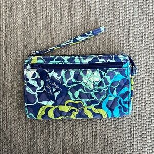 Vera Bradley Blue Floral Print Quilted Wristlet